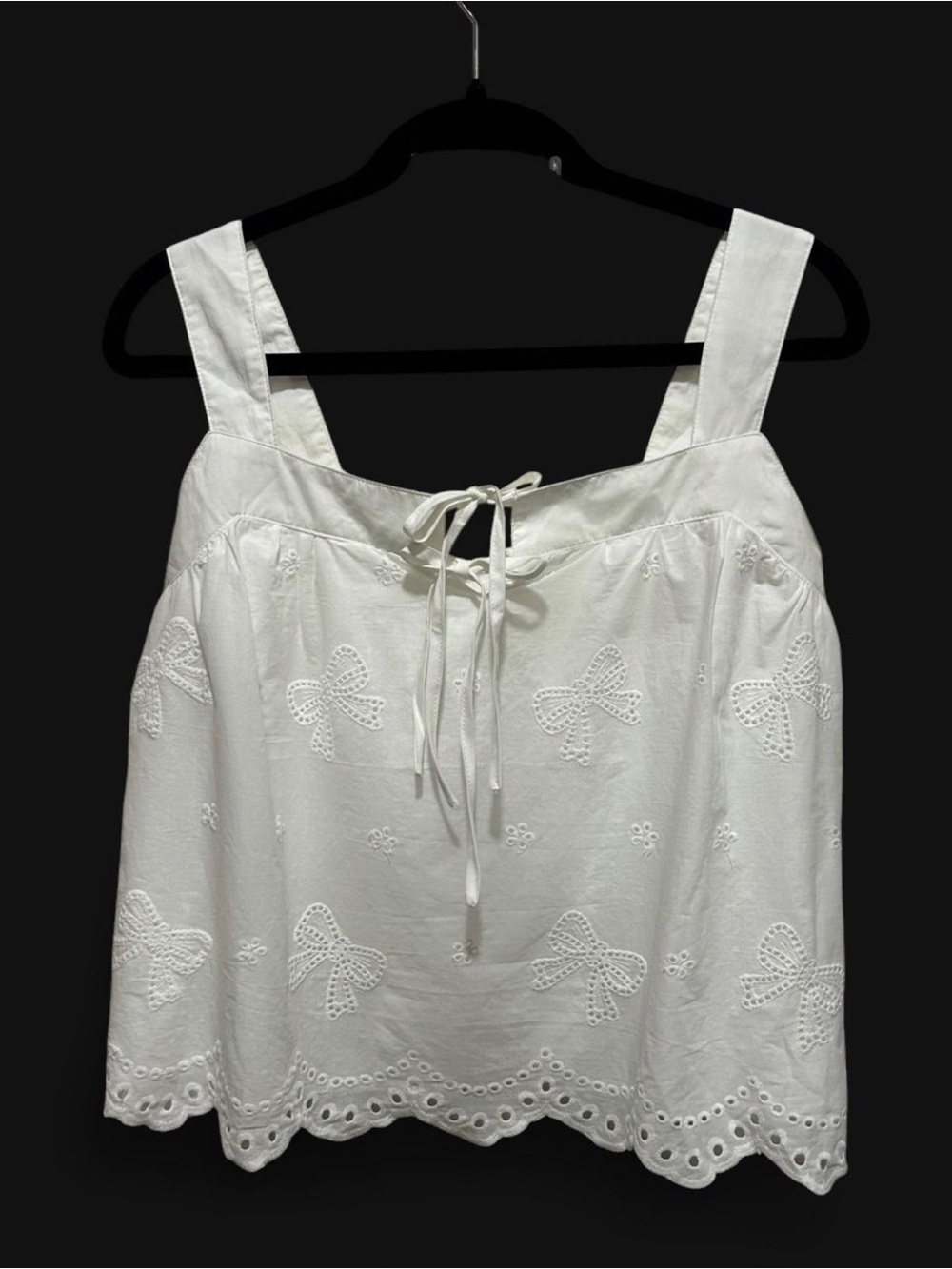 IDEM DITTO Embroidered Bow Eyelet Top